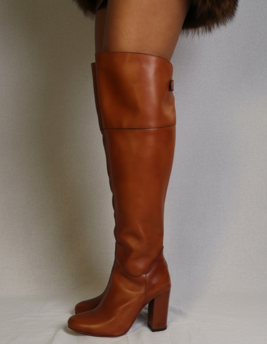 Brown knee-high boot Ugra leather shop