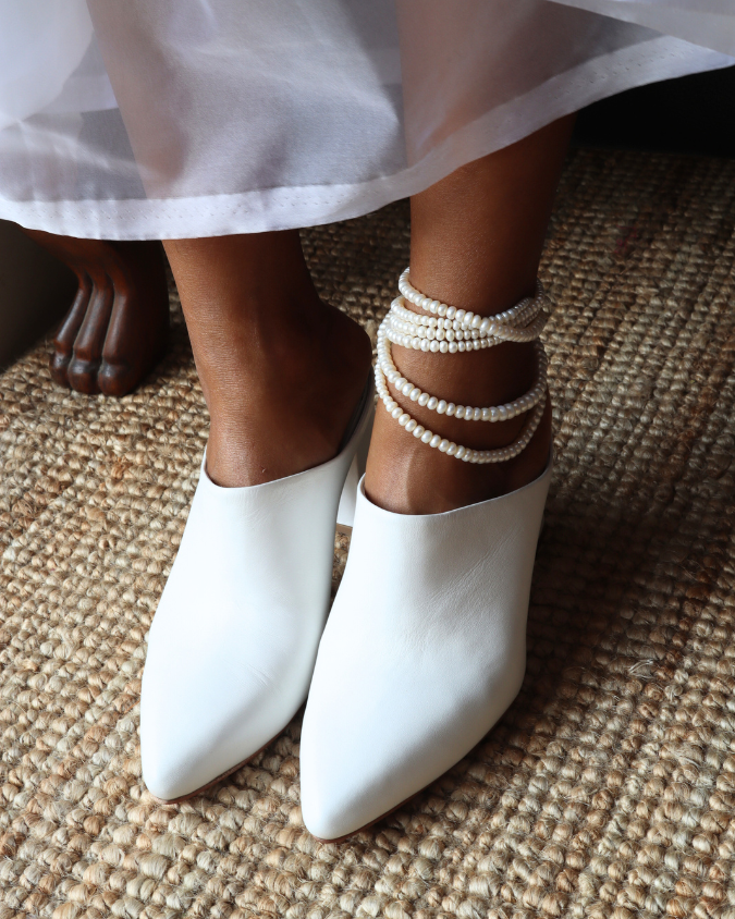 Akansha (White Mule) – Ugra Shoes - Main Image